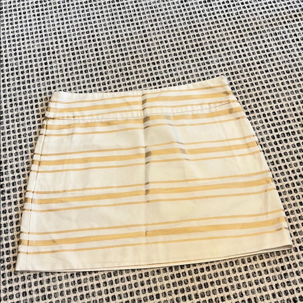 J. Crew Gold and Cream Striped Mini-Skirt Sz 4